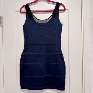 Express bandage sheer mini sleeveless dress